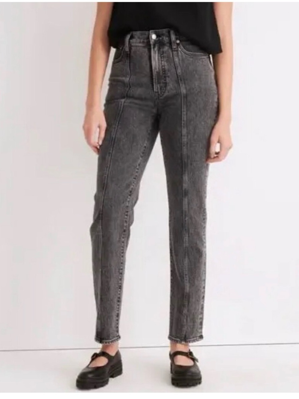 Madewell perfect vintageHigh-Rise Black Washed Straight-Leg Jeans